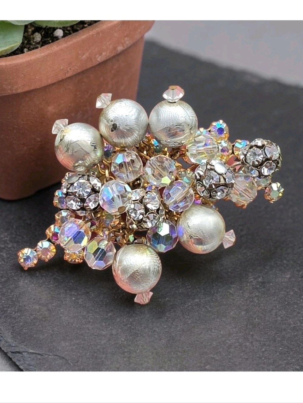 Vintage Verified Juliana AB Rhinestone Crystal Cha Cha Dangle Beads Brooch Rare